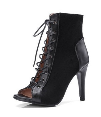 Open Toe Lace-Up high heel Ankle boots