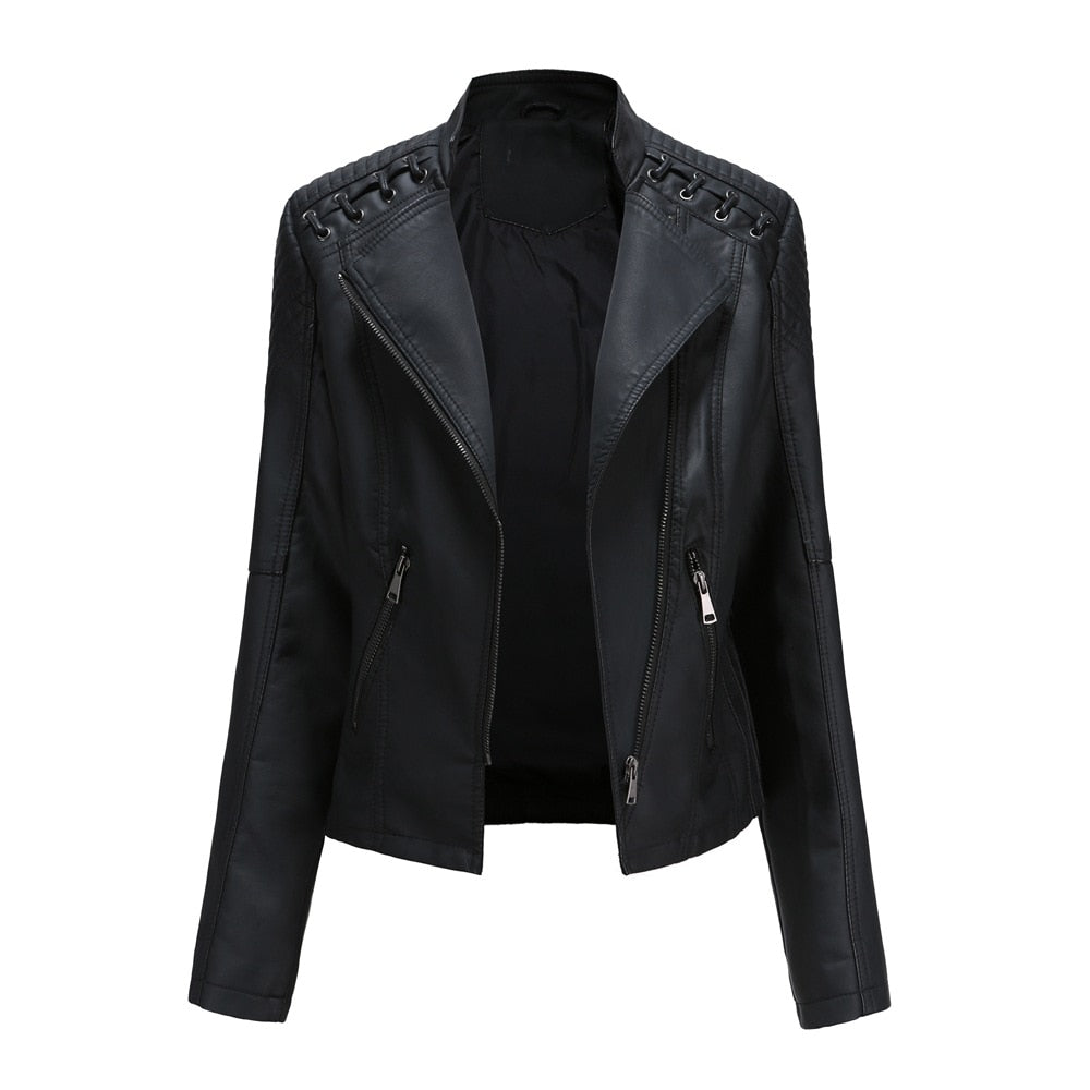 Thin Motorcycle Lace up Leather Jacket