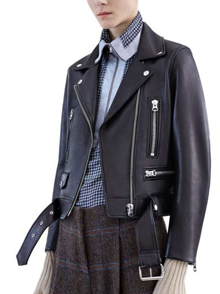 Zipper Turn-down Collar Motor Jacket