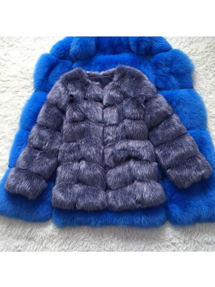 Woman Winter Fluffy Faux Fur Coat