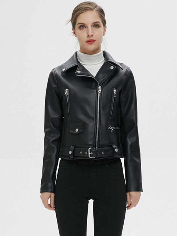 Zipper Turn-down Collar Motor Jacket