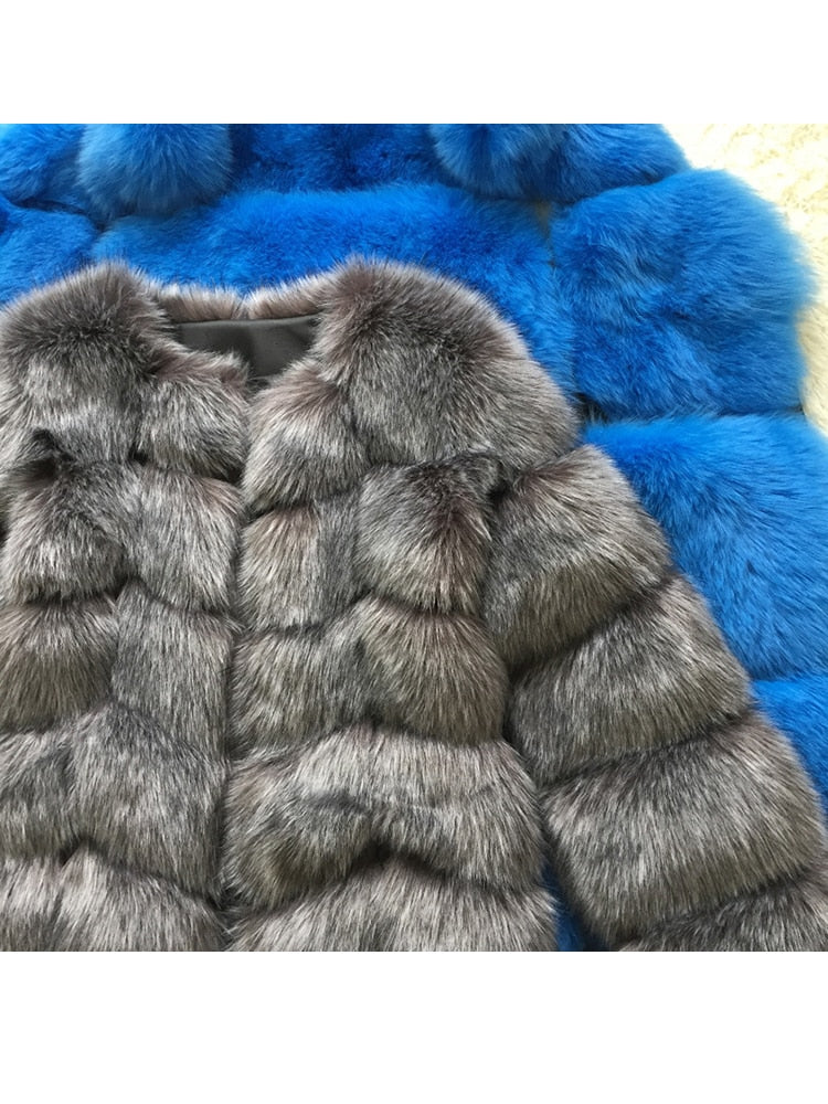 Woman Winter Fluffy Faux Fur Coat